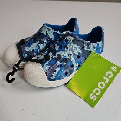 NEW NWT Crocs Shoes Kids 12 C12 Bump It Camo Blue Camouflage Slip
