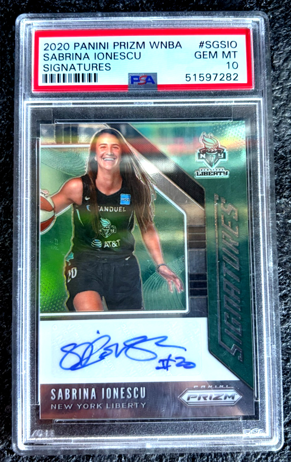 2020 Prizm WNBA Sabrina Ionescu RC Rookie Signatures AUTO #SG-SIO PSA 10 GEM