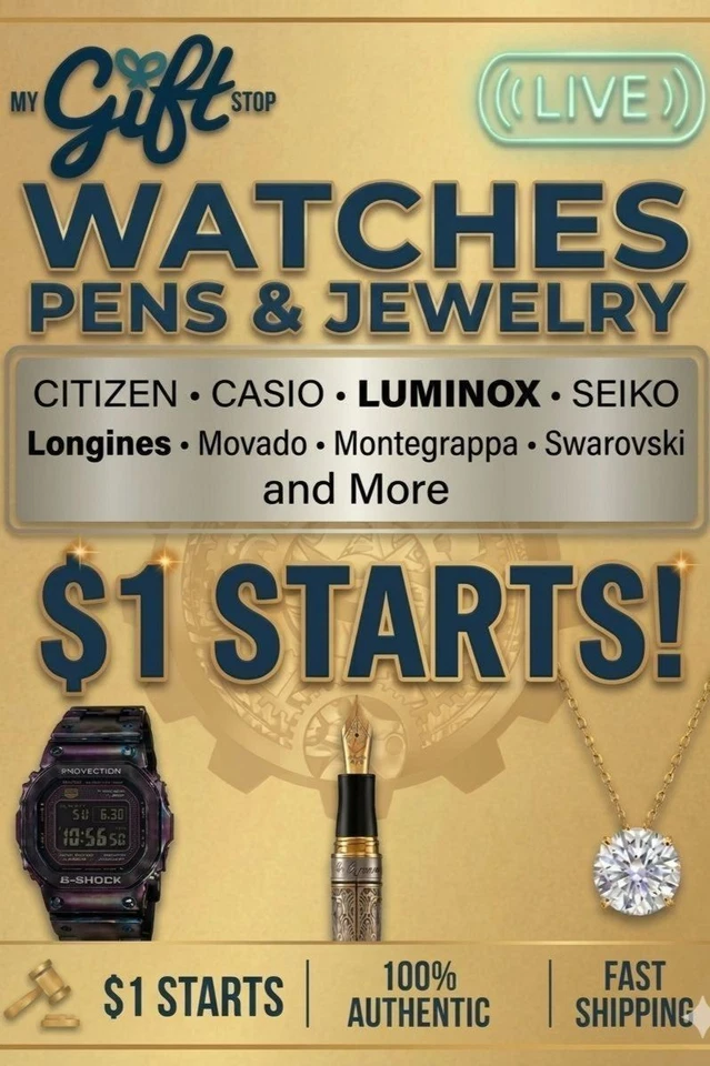 $1 Start Auctions: Watches: Longines Seiko Luminox, Luxury Pens, Jewelry Et