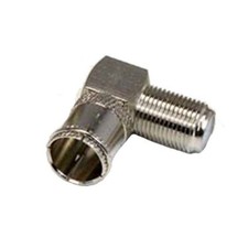 F Type Push On Male to Female Right Angle Coax Coaxial Adapter Connector Nickel