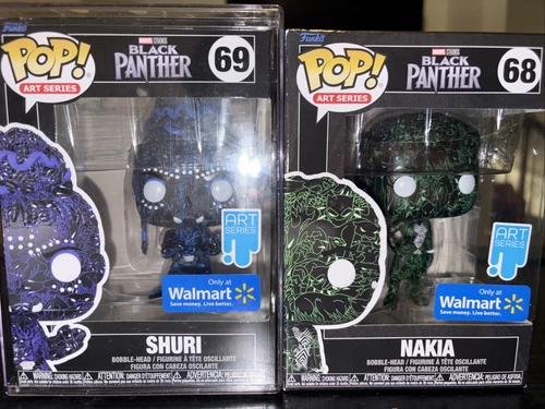 2 Funko Pop! Art Series Black Panther Walmart Exclusive Shuri 69 Nakia 68