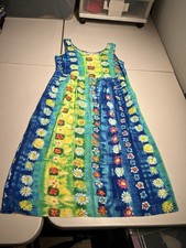 Jams World Dress Women's Medium Floral Bright Print Rayon Hawaiian Beach VTG