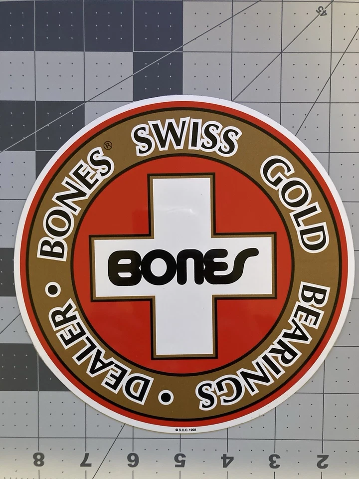 Pegatina BONES Bearings Vintage Skate Skate Shop Vendida Aquí Distribuidor - Grande Foto 2 de 4