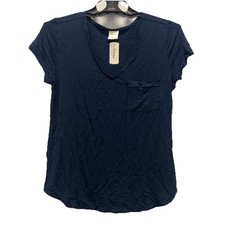 NWT Size S Soma Cool Nights Short Sleeve Pajama Pocket Tee Nightfall Navy