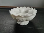 Vintage Fenton White Hobnail Milk Glass Pedestal Candle Holder Centerpiece Bowl