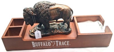 RARE, Buffalo Trace Kentuckey Bourbon Bar Caddy Display w/ Statue