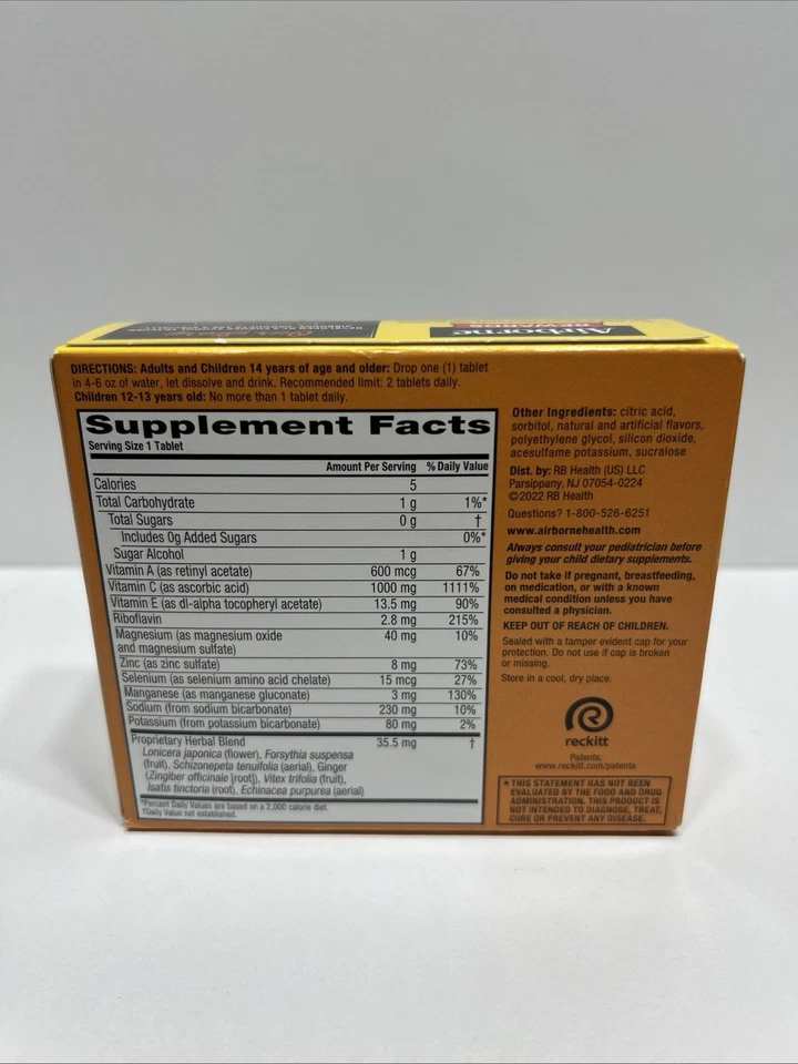 Vitamina C en el aire 1000 mg comprimidos de apoyo inmunológico naranja picante 30 Ct NUEVO 01/26 Foto 3 de 4