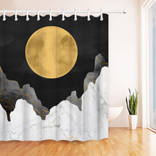 Black Grey and White Shower Curtain Abstract Full Moon Shower Curtains Minimalis