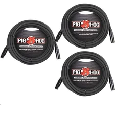 Pig Hog XLR 25 Foot Pack Tour Grade Microphone Cables (3-Pack) 