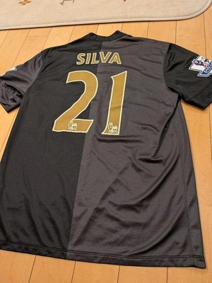 David Silva NIKE Manchester City 13/14 Away Size L Soccer Jersey