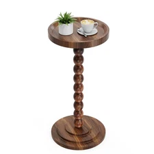 Round Wooden Side Table & Drink Table | Sturdy & Functional Mid-Century Desig...