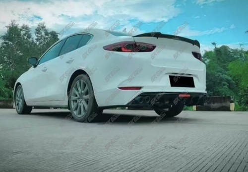 Black/Forged/Carbon Fiber Rear Trunk Spoiler Wing For Mazda 3 4DR Sedan 19-2025 - Picture 12 of 19