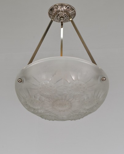 A FRENCH 1930 ART DECO PENDANT CHANDELIER BY NOVERDY .. lamp muller era france - Picture 2 of 11