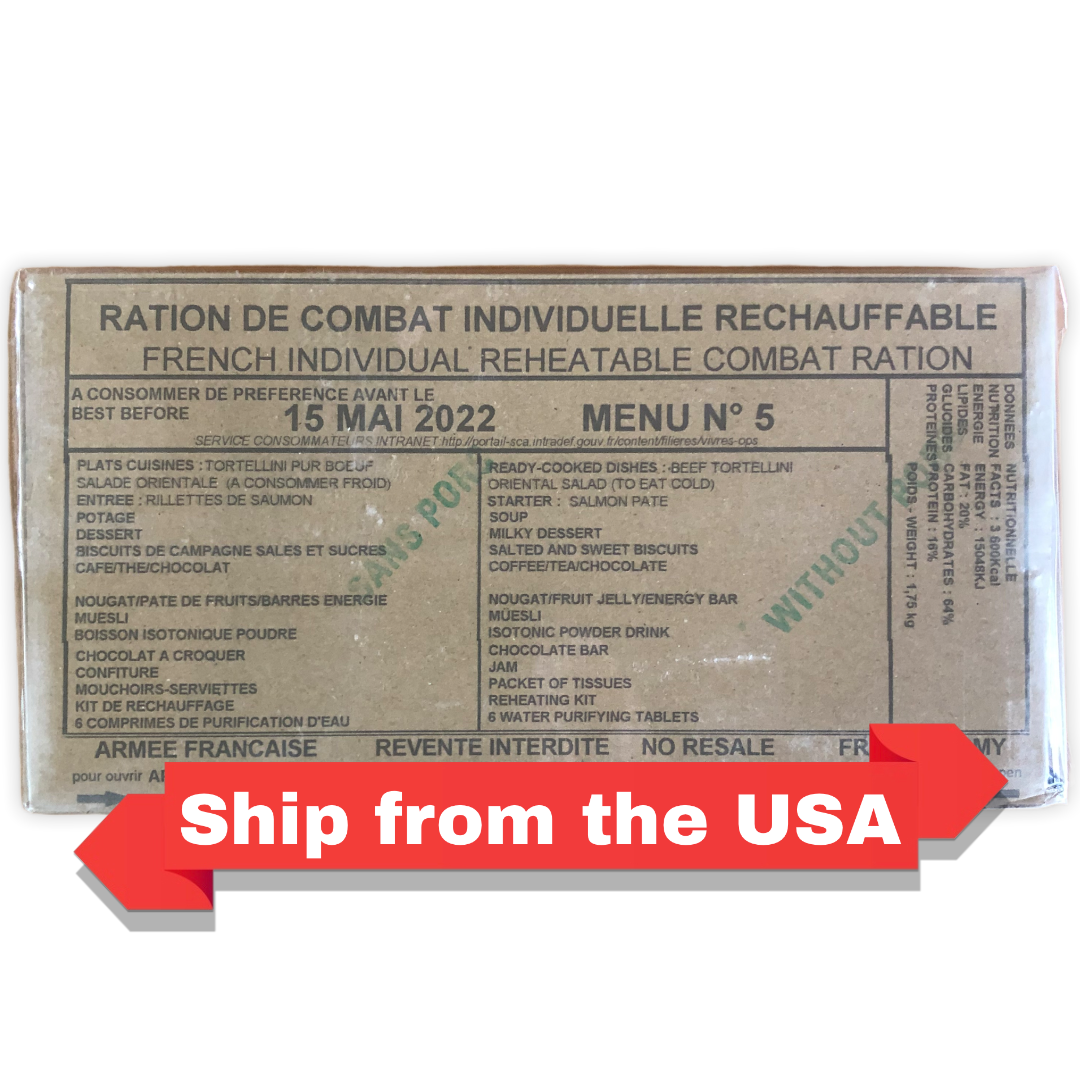 French MRE RCIR (24 hr ration) Military Surplus Menu 5, BB2022.Ship ...