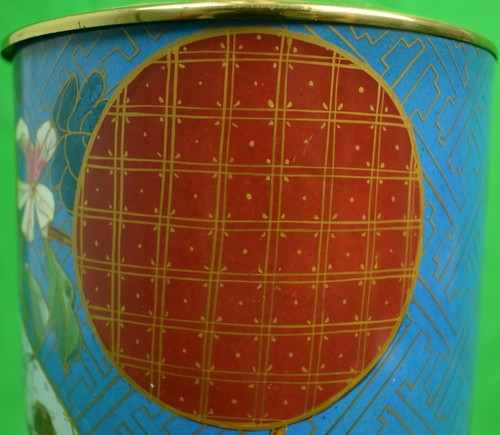 "Lampe fleurie cloisonnée bleue" - Photo 3 sur 7