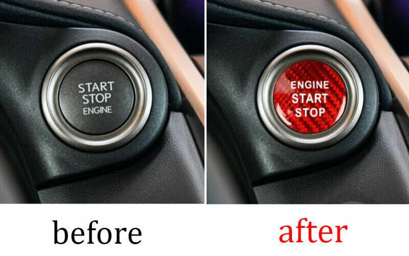 One-Click Startup Switch Cover For Lexus IS300 350 14-2019 Real Red Carbon Fiber — 第 2/4 张图片