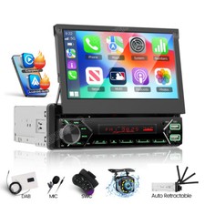 1 DIN 7" Elektrischer Flip Out Autoradio mit DAB+ Wireless Carplay Android Auto