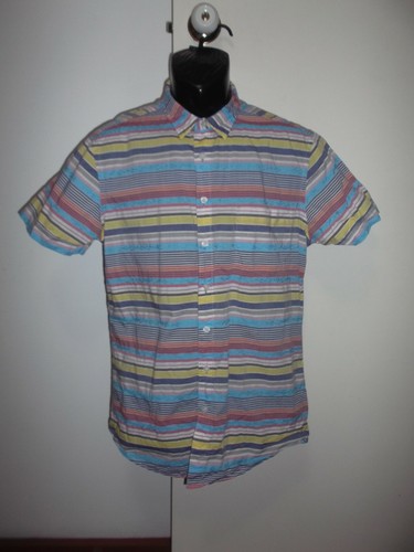 "RODD & GUNN" MEN'S SHORT SLEEVE SHIRT (SPORTS FIT) * MULTI COLOR STRIPES * M
