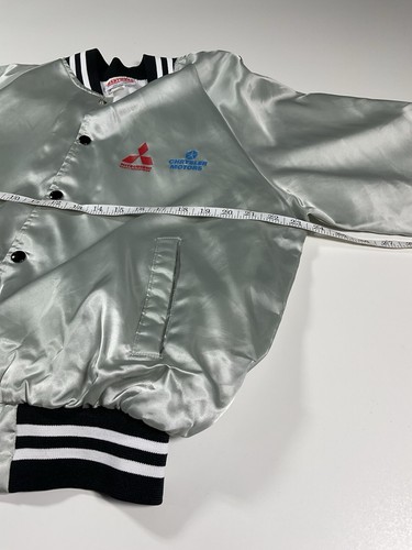 Vintage Mitsubishi Satin Bomber Jacket Sz M Chrysler Motors Made In USA 80s - Picture 5 of 7