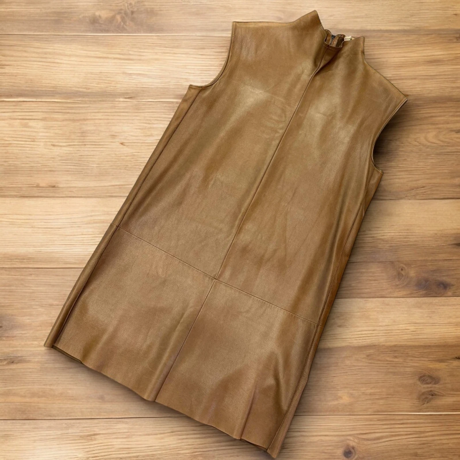 HERMÈS HERMES abito senza maniche pelle Martin Margiela vintage corto marrone taglia:34 donna