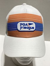 PGA JR League Youth Ages 5 To 12 Adjustable Cap White OSFA Golf Striped Garb Inc
