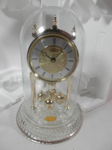 Vintage Seiko Glass Dome Mantle Clock Gold White Face Made In Germany WORKING - Picture 10 of 12