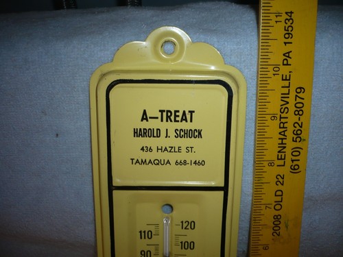 A-Treat Thermometer Vintage Soda Advertising harold schock tamaqua pa - Picture 2 of 4