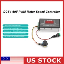 DC6-60V 12V 24V 36V 48V 30A PWM Motor Speed Controller Start Stop Switch Digital