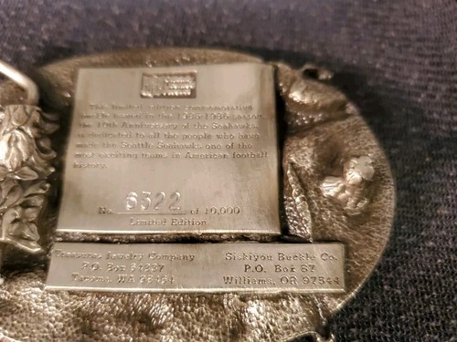 Seattle Seahawks Belt Buckle Vintage Ltd Edition Siskiyou Buckle NFL Football - Picture 3 of 4