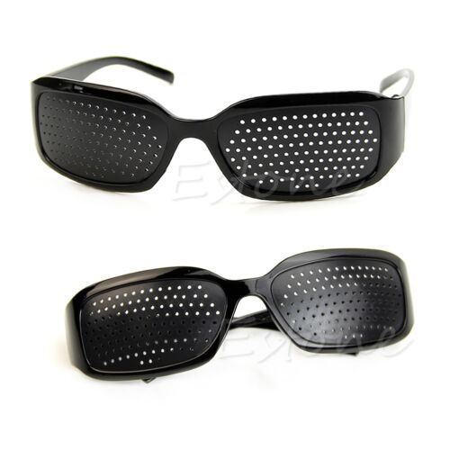 Black Anti-fatigue Vision Care Eyesight Improver Stenopeic Pin Pinhole Glasses - Picture 1 of 11