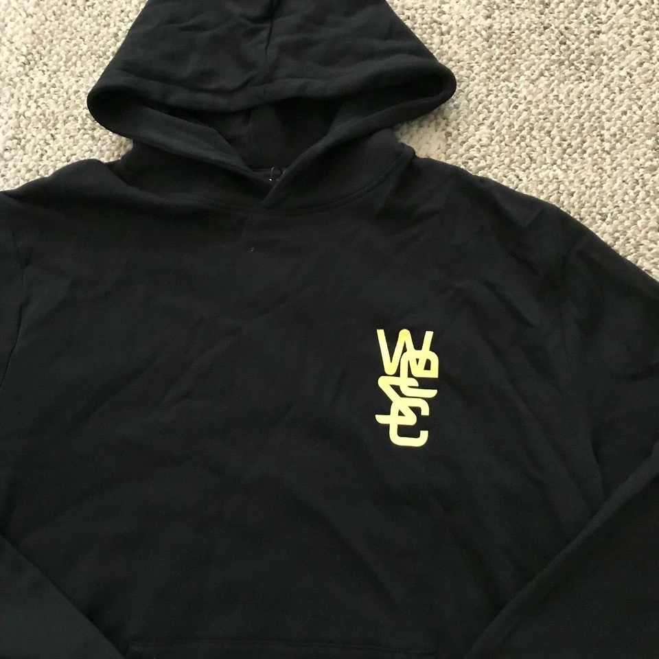 WeSC Mens Overlay Chest Hood Men's Hooded Sweatshirt Black Size XL Hoodie - Image 2 of 4