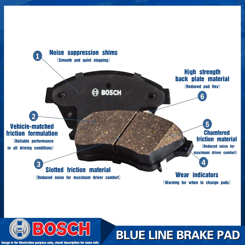 8 Pcs Bosch F + R Brake Pads for Subaru Forester SH SJ Impreza GH G3 G4 GR GJ - image 3 of 3