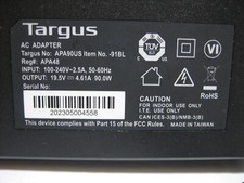 Targus Power Adapter Supply APA90US 91BL 19.5V 4.61A 90W