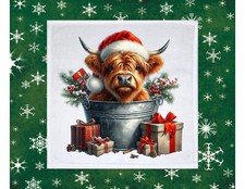Christmas Highland Cow theme Dish Towel, 12x12, FREE ship, hand towels, choice