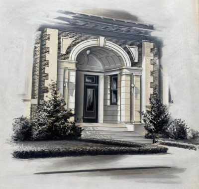 Original Concept Art Rendering Cape Cod Five Cents Savings Bank Harwith MA AL34