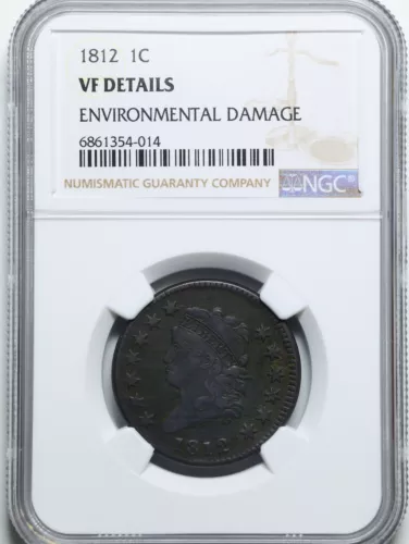 1812 1C Classic Head Large Cent VF Detail Environmental Damage NGC 6861354-014