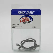 Eagle Claw Lazer Sharp L2004G  Circle Sea Fishing Hooks Platinum Black Size 8/0b
