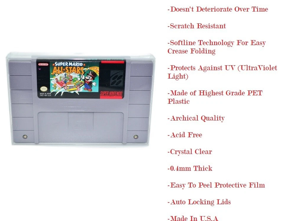 5 Plastic Protective Protectors Cases Display For Super Nintendo SNES Cartridge - Image 2 of 4