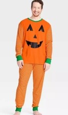 Official Halloween Pumpkin 2-Piece Striped Comfy Pajama Sleep Set Size: Large