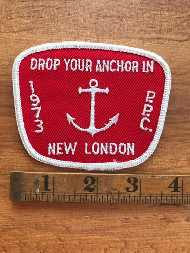 Veg 1973 New London CT 3.75” Sew On Patch Drop Anchor Badge Connecticut PPC - Picture 3 of 4