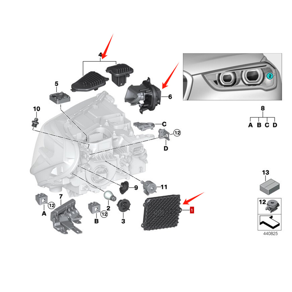 Right LED Headlight Control Module Set Passenger side For BMW X1 F48 ...