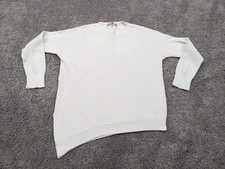 Athleta Pullover Womens Medium Sweater White Long Sleeve Asymmetric Hem Ribbed