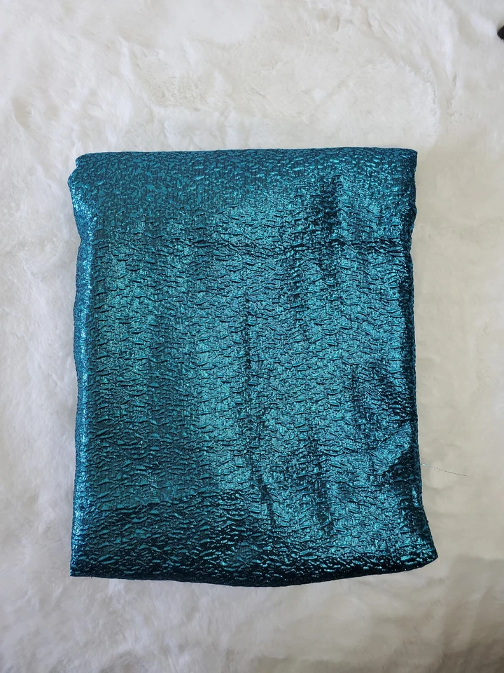 Brocade Fabric Blue brocade Jacquard fabric solid brocade solid Turquoise 5yards - Image 3 of 3
