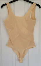 Women's Tummy Control Shapewear Full Body Shaper Slimming Bodysuit-Beige-Size M