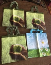 Lot of 4: Earth &Daisies Reusable Grocery Shopping Bags~Big Y Totes Strong Fresh