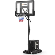 Portable Basketball Hoop 5-Level Height Adjustable Goal Hoop Stand with 2 Wheels