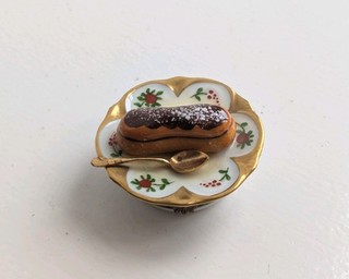 Limoges France Peint Main Trinket Pot Chocolate Eclair