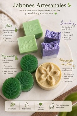 Jabones Artesanales Handmade Hydrating Soap Set, Goat Milk, 4 oz Multipack