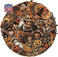 50pcs Retro Halloween Stickers,Horrible Pumpkin Theme Stickers Gothic Style Viny