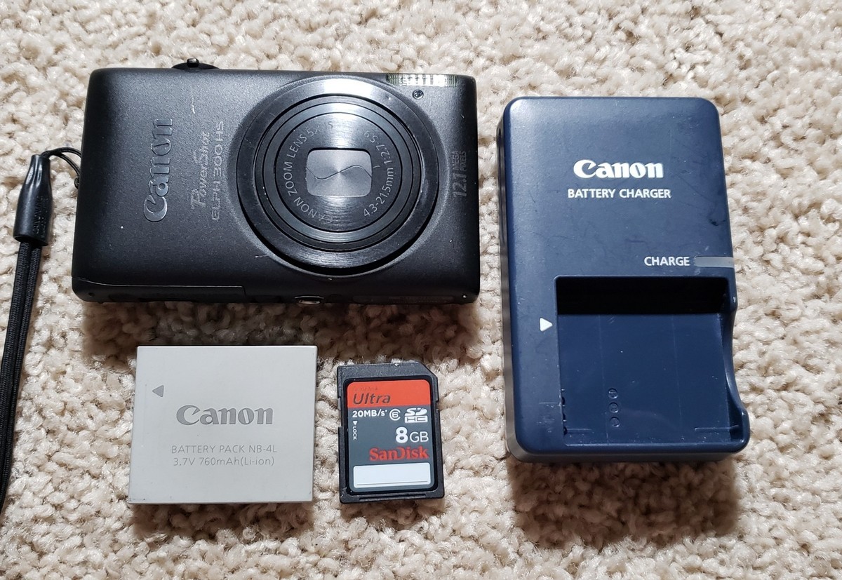 Canon PowerShot ELPH 300 HS Digital Camera 12.1MP Black + Battery Canon PowerShot ELPH 300 HS Digital Camera 12.1MP Black + Battery